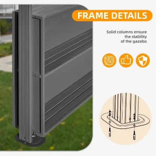 EROMMY 8 Ft. W x 6 Ft. D Aluminum Grill Gazebo image {5}