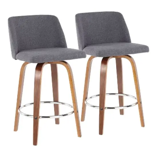 Set of 2 Toriano Mid-Century Modern Counter Height Barstools - LumiSource image {13}