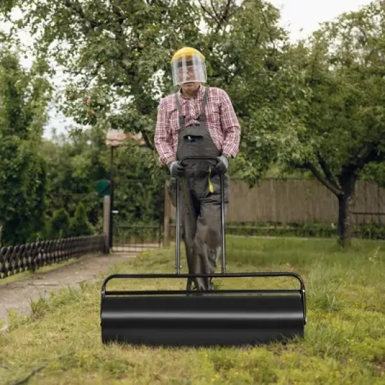 Costway 13-Gallon Lawn Roller Heavy-Duty Steel Push/Pull Sod Roller 24'' x13'' Black image {2}