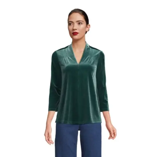 Lands' End Women's 3/4 Sleeve Velvet Top image {2}