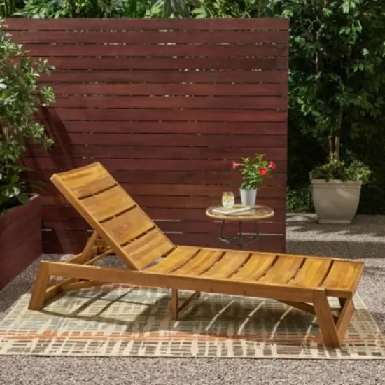 Basic Brown Wood Outdoor Loungers for Terrace, Poolside, and Deck Comfort image {1}
