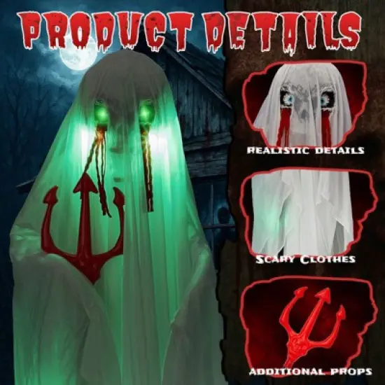 Karl Home 4.3ft Halloween Decorations Outdoor Animatronics Ghost with Trident image {1}