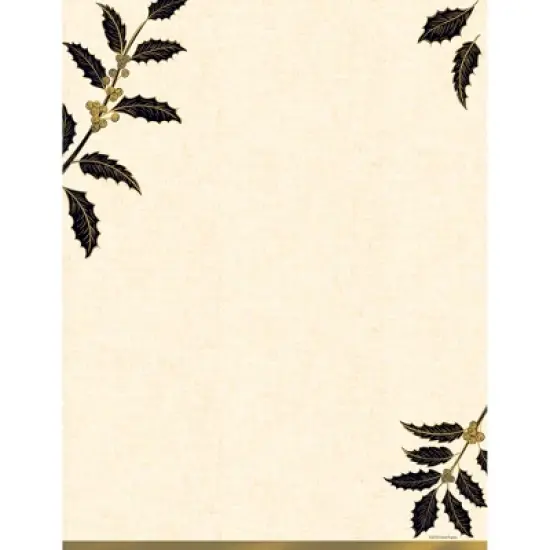 Great Papers! 40pk Metallic Holly Gold: Christmas Stationery Letterhead, 8.5x11 Uncoated Winter Paper, 24 lb, 40 Sheets image {3}