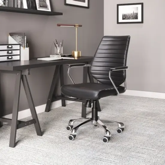 Modern Low Back Adjustable Office Chair Black - ZM Home image {6}