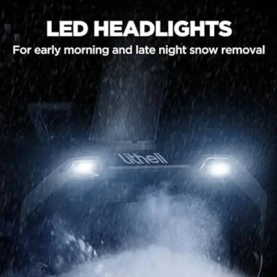Litheli U20 20V 4Amp Cordless Electric Snow Blower With Brushless Motor Battery Powered: Dual Battery, 20ft Throw, LED Lights image {4}