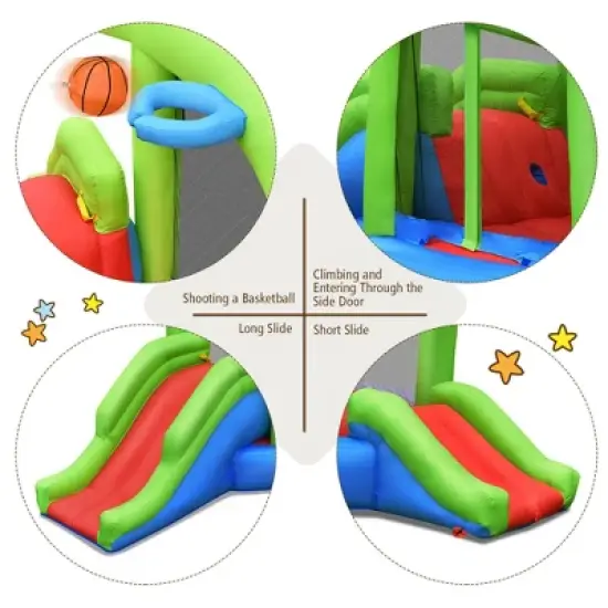 Costway Inflatable Snail Bounce House Dual Slide Basketball Game Without Blower image {5}
