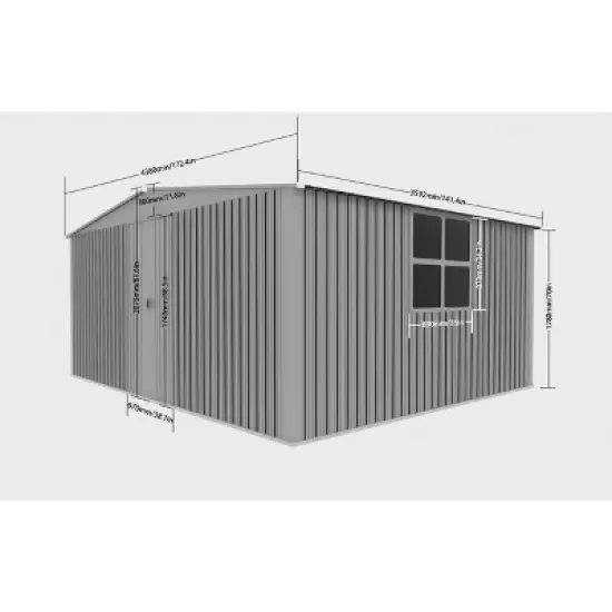 New Outdoor Storage Shed Has Two Functions:Metal Shed And Firewood Shed 14 ft x 12 ft, More Suitable For Winter , Grey image {9}
