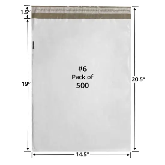 UOFFICE Pack of 500 Bulk Poly Mailers Bags 14.5"x19" - #6 Envelopes with Self-Sealing Closure image {1}