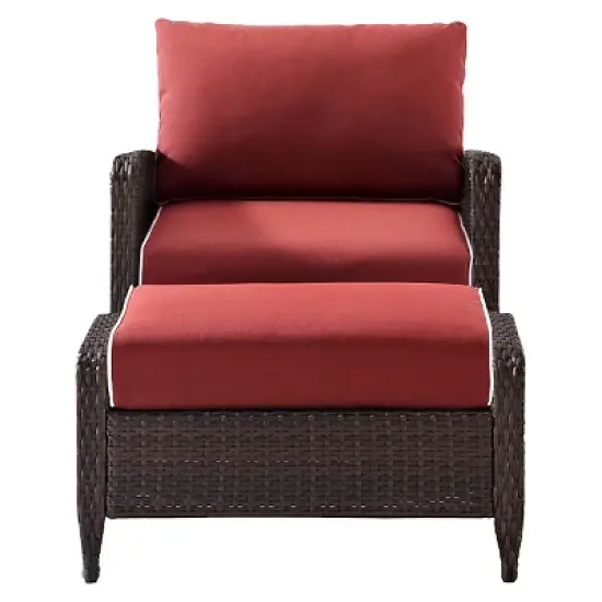 Kiawah 2pc Wicker Patio Chair with Ottoman Seating Set - Crosley image {1}