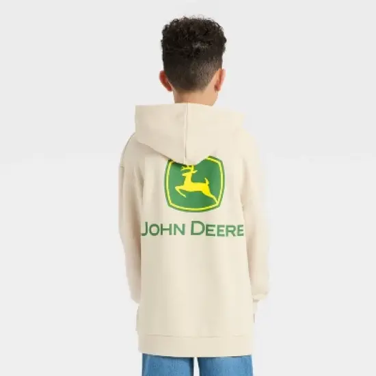Boys' John Deere Front and Back Oversized Hooded Fleece Sweatshirt - Tan image {2}