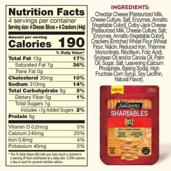 Sargento Shareables Ritz Cheddar and Colby Jack Cheese - 6oz image {3}