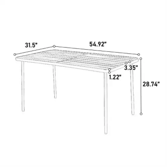 ELJGET 7 Piece Outdoor Dining Table Set for 6, Metal Dining Table with 6 Plastic Chairs for Patio, Deck, Yard image {10}