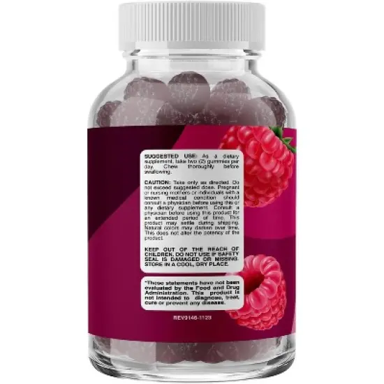 Hydrolized Collagen + Biotin Gummies, Pure Collagen Supplement for Healthy Hair Growth, Glowing Skin & Nail Care, Raspberry Flavor, Phytoral, 90ct image {4}