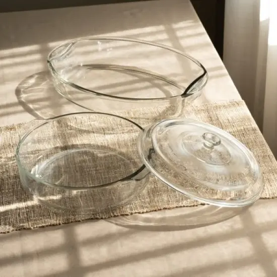 Libbey Baker's Basics 2 Piece Glass Casserole Baking Dish Set with 1 Glass Cover image {1}
