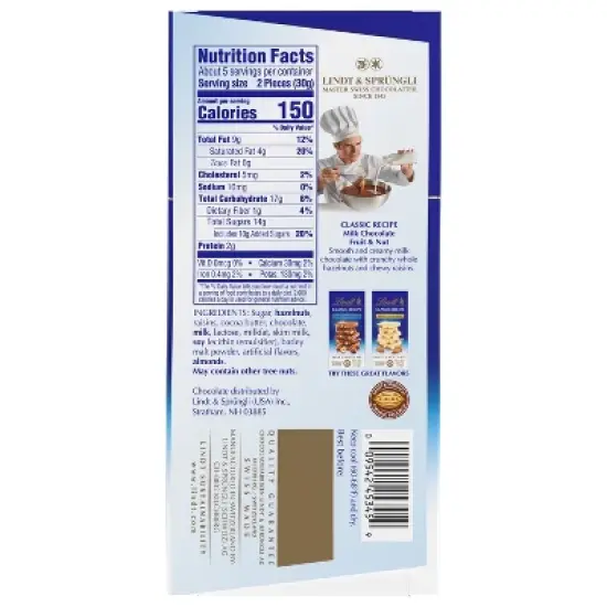 Lindt Whole Hazelnut Fruit and Nut Bar - 5.3oz image {7}