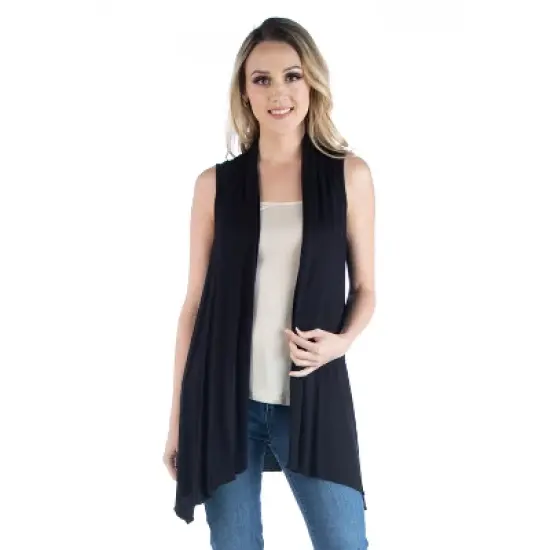 24seven Comfort Apparel Draped Open Front Cardigan Vest image {3}