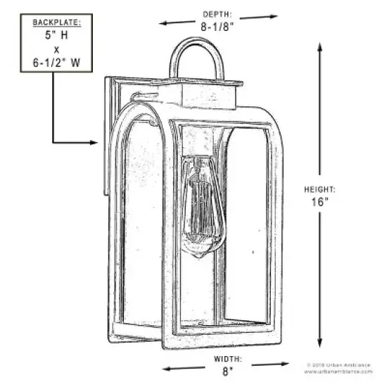 Urban Ambiance Luxury Art Deco Deco Outdoor Wall Light,  16"H x 8"W,  Oil Rubbed Bronze Finish, UHP1101 image {5}