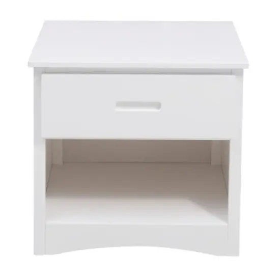 Galen 1-Drawer Transitional Wood Nightstand in White - Lexicon image {2}