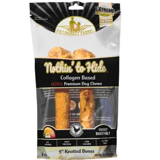 Fieldcrest Farms Nothin' to Hide 9" Knotted Chicken Flavor Bone Ultra Premium Dog Chews - 15.1 oz(Count of 2) image {3}