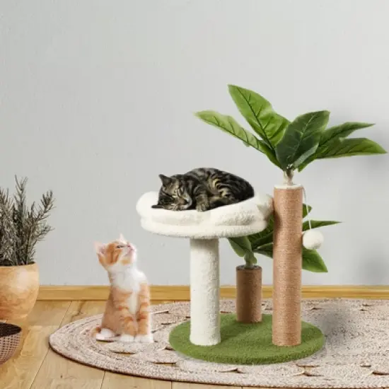 EROMMY Cat Tree Tower, Coconut Palm Tree with Sisal Scratching Post for Indooor Cats, Green image {3}
