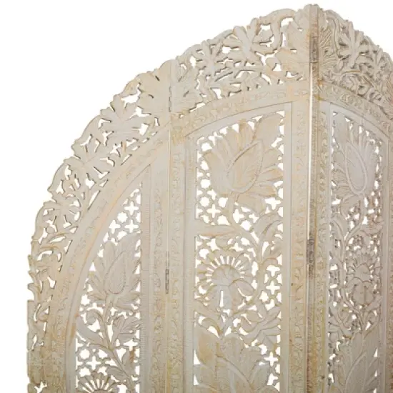 Eclectic Wood Room Divider Screen White - Olivia & May image {21}