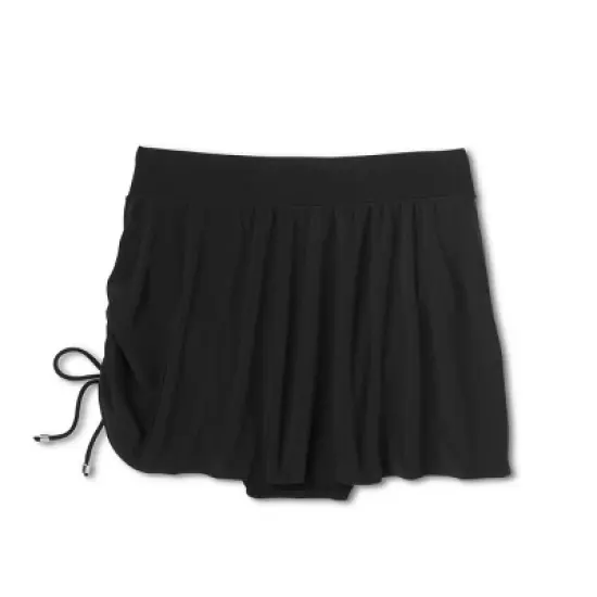 Women's UPF 50 Side-Tie Cinched Drawstring Skirt - Shape + Style&trade; by Aqua Green&reg; Black image {4}