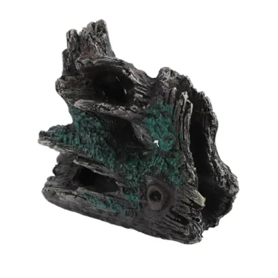 Unique Bargains Aquarium Decorations Hollow Tree Trunk Ornament Resin Fish Accessories Brown Green 5.91"x5.12" 1 Pcs image {6}