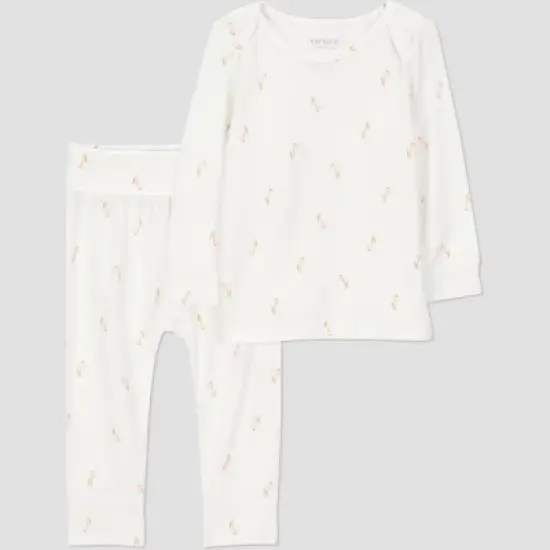Carter's Just One You&reg; Baby Girls' 2pc Floral Comfy Soft Top & Bottom Set - Ivory image {5}