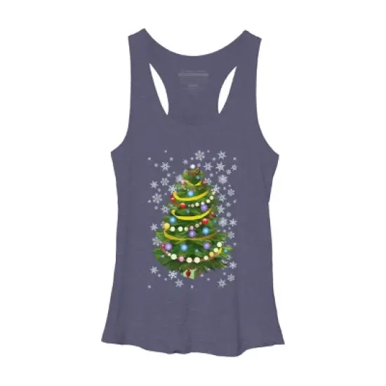 Women's Design By Humans Christmas Tree and Snowflakes By IvaW Racerback Tank Top image {4}