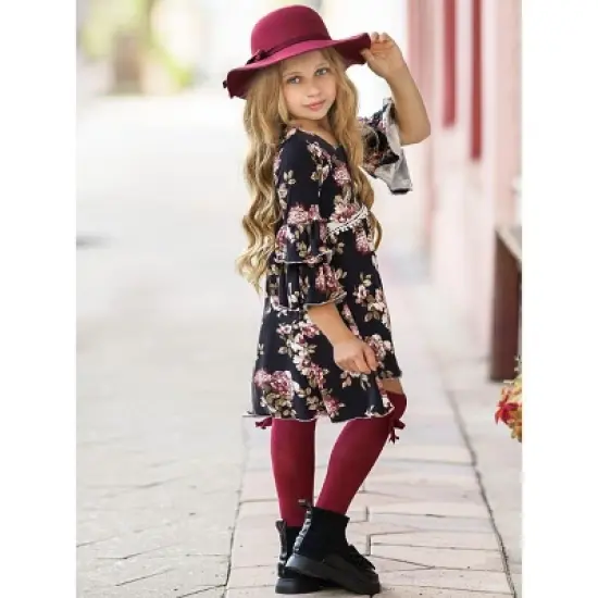 Girls Better In Black Floral Hi-Lo Dress - Mia Belle Girls image {4}
