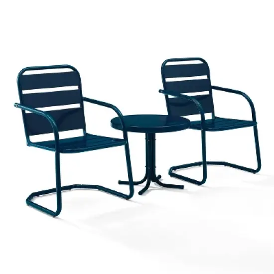 Brighton 3pc Metal Conversation Seating Set - Navy - Crosley image {1}
