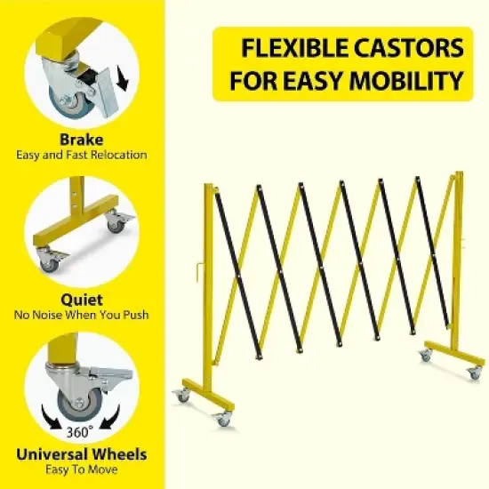 Metal Expandable Barricade，Retractable Traffic Fence With Casters, Portable Barricade Gate for Construction Area, Traffic Control, Cordon image {2}