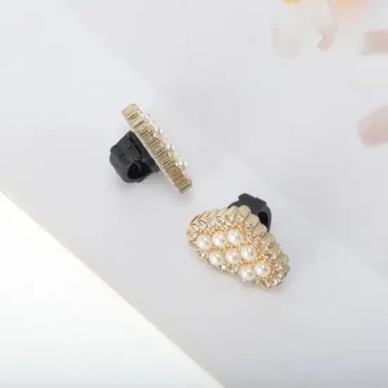 Unique Bargains Faux Pearl Heart Shoelace Charms Beige 1 Pair image {4}