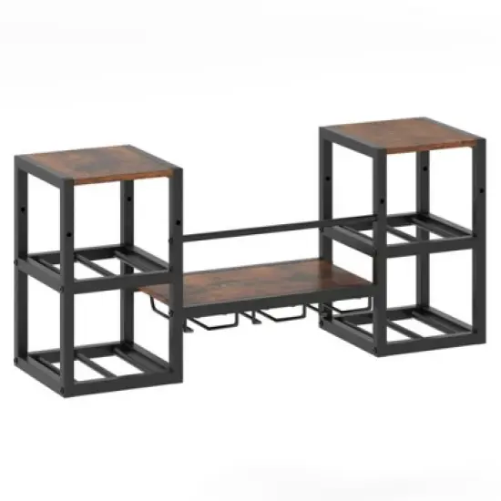 MOEPISY Heavy duty Wall Mounted Wine Rack with Glass Holder Metal Frame 8 Bottle Holder image {9}