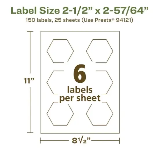 Avery Recycled Matte White Labels,  2-1/2" x 2-57/64" Hexagon image {4}