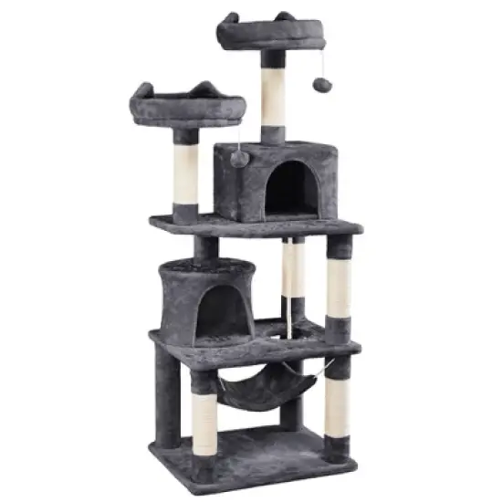 Yaheetech 62.2"H 3-Level Cat Tower with 2 Condos for Indoor Cats image {8}