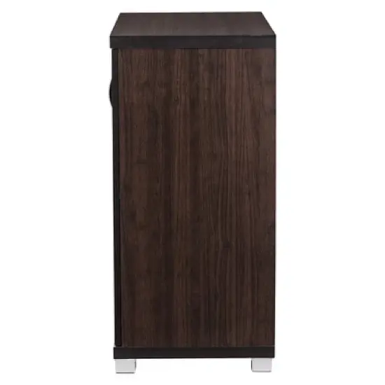 Zentra Modern and Contemporary Sideboard Storage Cabinet with Glass Doors - Dark Brown - Baxton Studio image {2}