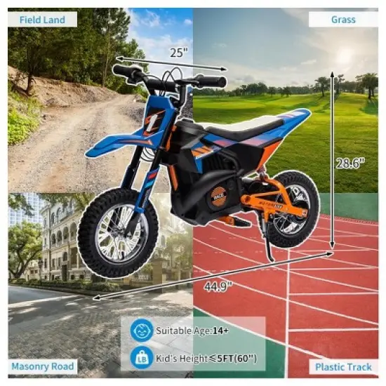 Kids Ride On Electric Motorcycle,250W Motor 13.6MPH Fast Speed Dirt Bike, Off-Road Bike,Twist Grip Throttle, Air-Filled Tires,for Teens image {6}
