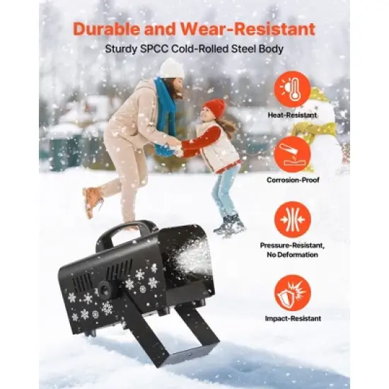 VEVOR Snow Machine, 800W Handheld/Hanging Snow Maker, Portable Wireless Remote Snowmaking machine with 1L Tank & Handle, Black image {4}