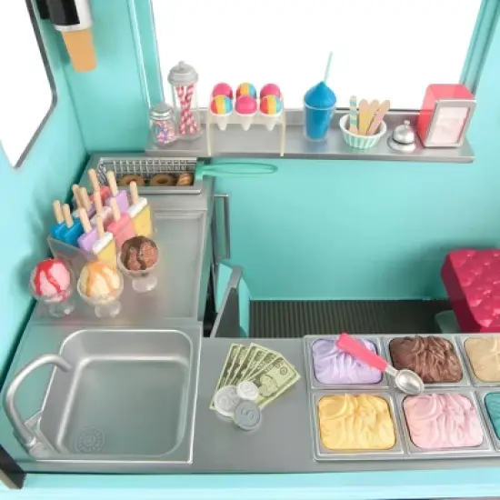 Our Generation Sweet Stop Ice Cream Truck with Electronics for 18" Dolls - Light Blue image {9}