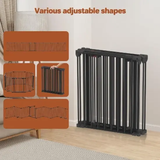 ELECWISH 8 Panels Foldable Baby Gate Heavy Duty Playpen, Extra-Wide, Auto-Close Door, Double Locking System, 27.5"-199" image {8}