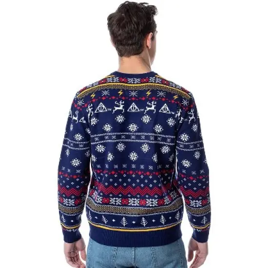 Harry Potter Men's Hogwarts Happy Christmas Ugly Holiday Knit Sweater image {1}