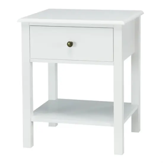 Costway End Table Nightstand Storage Display Drawer Shelf Beside Bedroom White\Black image {11}
