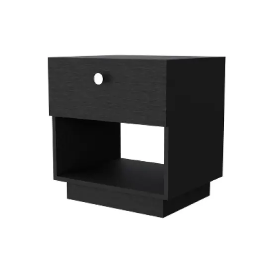 Sapphtopaz Modern Night Stand with Open Storage Shelf & 1 Drawer Space-Saving Wood Side Table 2-Tier Small Nightstand for Bedroom,Living Room image {5}