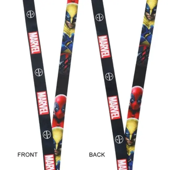 Deadpool & Wolverine Combined Mask 22&rdquo; Black Lanyard With ID Sleeve image {2}