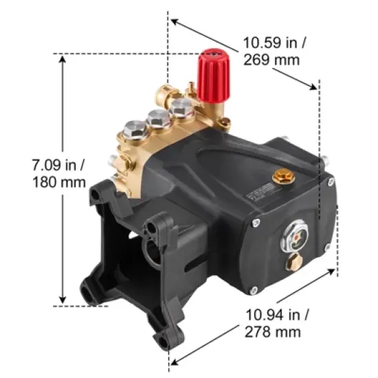 VEVOR Pressure Washer Pump, 1" Shaft Horizontal Triplex Plunger, 4000 PSI, 4.0GPM, Replacement Power Washer Pumps Kit with 5 Nozzles, Black image {7}
