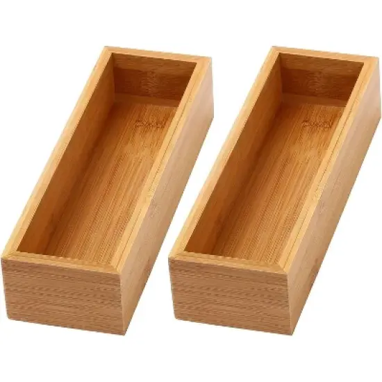 YBM HOME Bamboo Drawer Organizer Storage Box for Kitchen Drawer, Junk Drawer, Office, Bedroom, Children Room, Craft, Sewing, and Bathroom, Pack of 2 image {11}