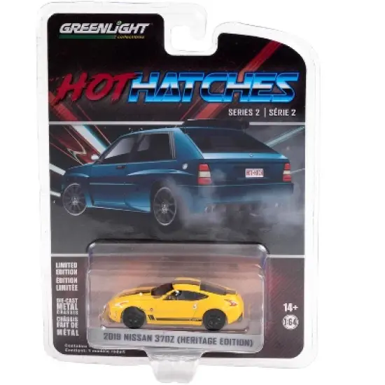 2019 Nissan 370Z (Heritage Edition) Chicane Yellow with Black Stripes "Hot Hatches" Series 1/64 Diecast Model Car by Greenlight image {2}