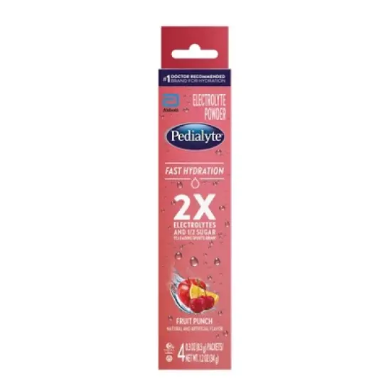 Pedialyte Fast Hydration Electrolyte Powdered Drink - Fruit Punch - 1.2oz/4pk image {6}