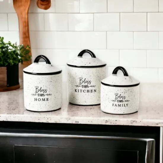 American Atelier Canister Set 3-Piece Ceramic Jars in Small, Medium, Large with Airtight Lids for Cookies, Flour, Sugar, Rice, Pasta, Cereal & More image {3}